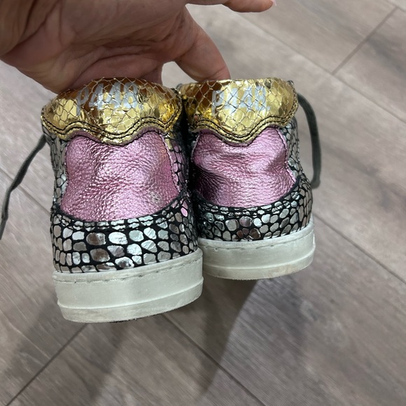 💰PRICE⬇️P448 • Queens Mid-top Sneakers In Croco Leather & Glitter Mesh • 37/7 - Picture 2 of 7